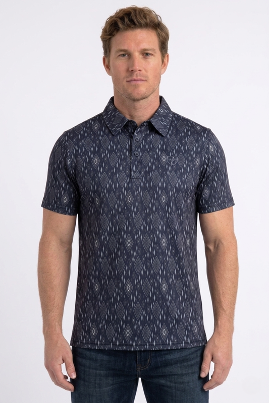 black full aztec diamond polo men platini front