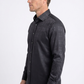 black geometric plaid jacquard dress shirt men platini detail