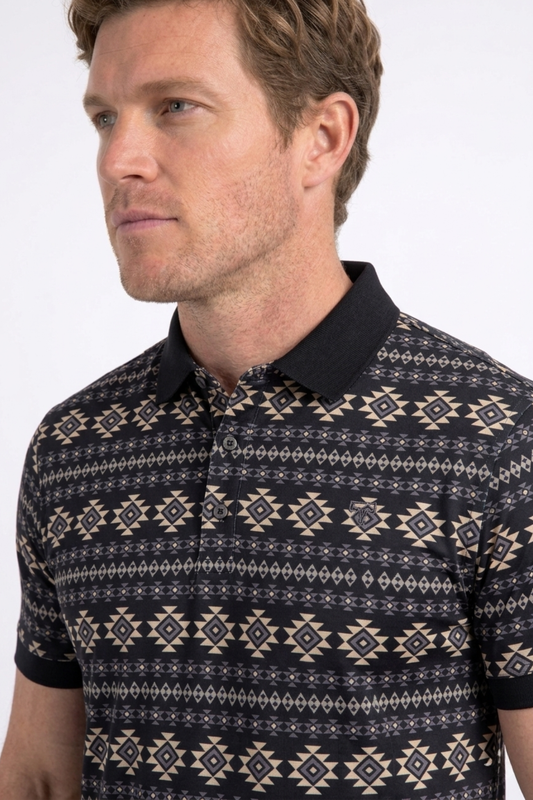 black geometric tribal band print polo men platini side