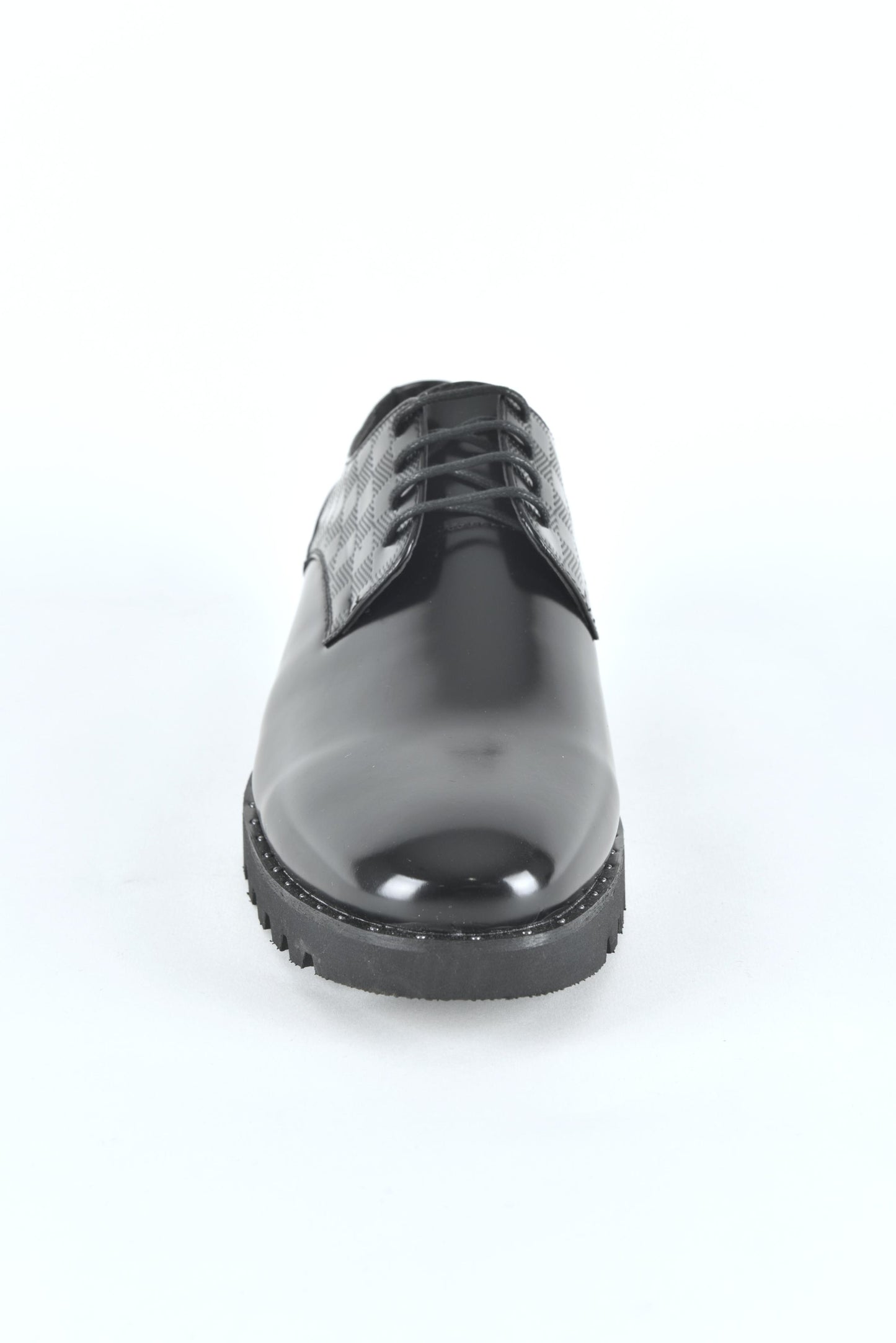 Black leather lace-up dress shoes for men front