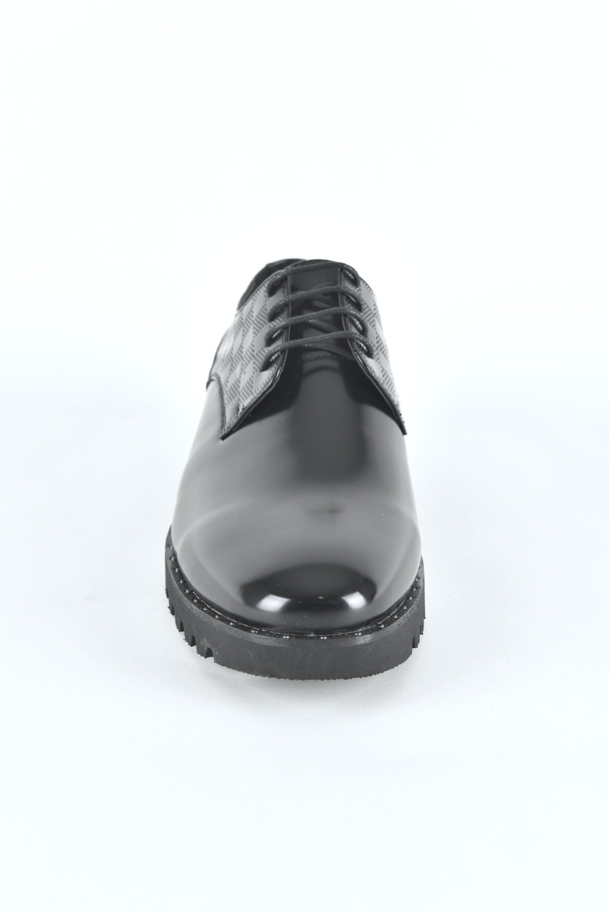 Black leather lace-up dress shoes for men front
