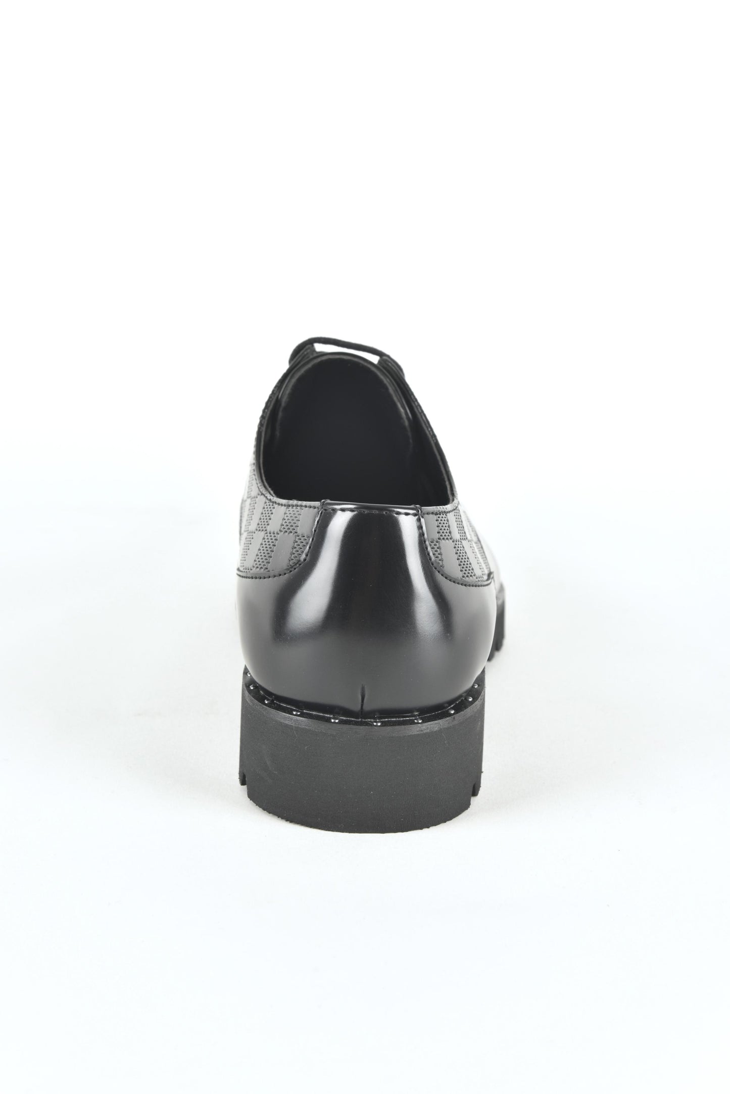 Black leather lace-up dress shoes for men back
