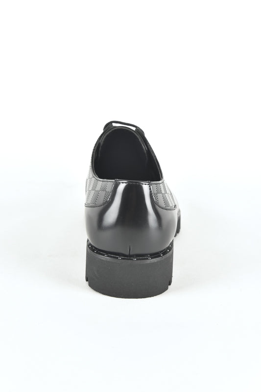 Black leather lace-up dress shoes for men back