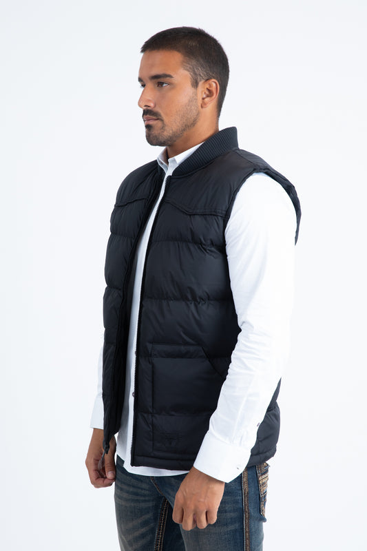black light bubble vest with rib collar platini side