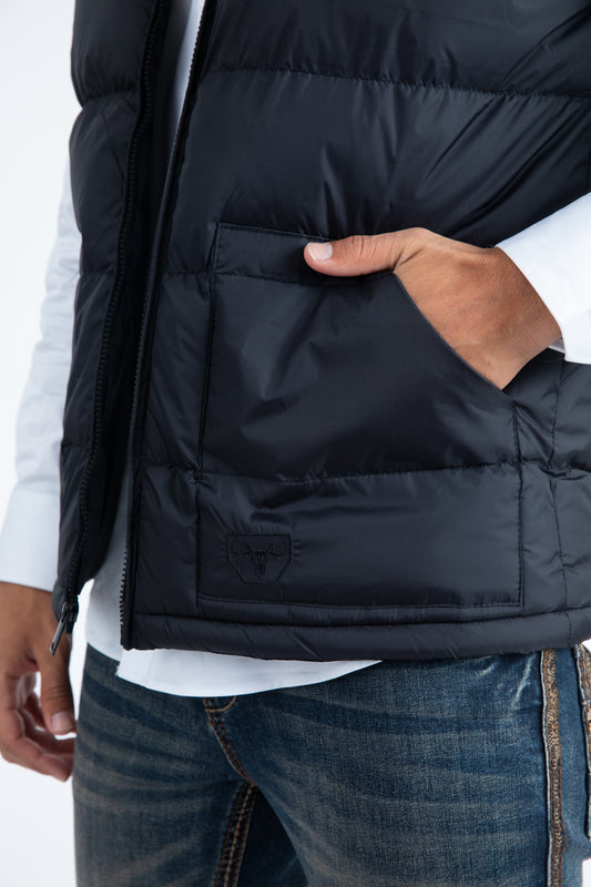 black light bubble vest with rib collar platini detail