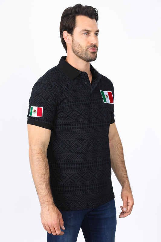 black mexico embroidery aztec polo sleeve patch platini