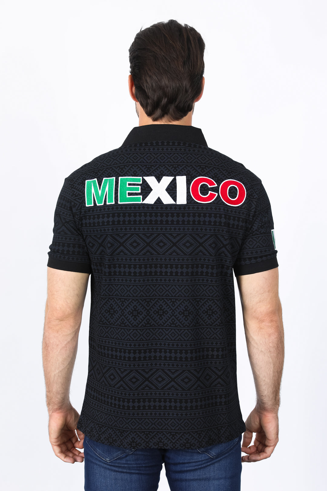 black mexico embroidery aztec polo detail platini