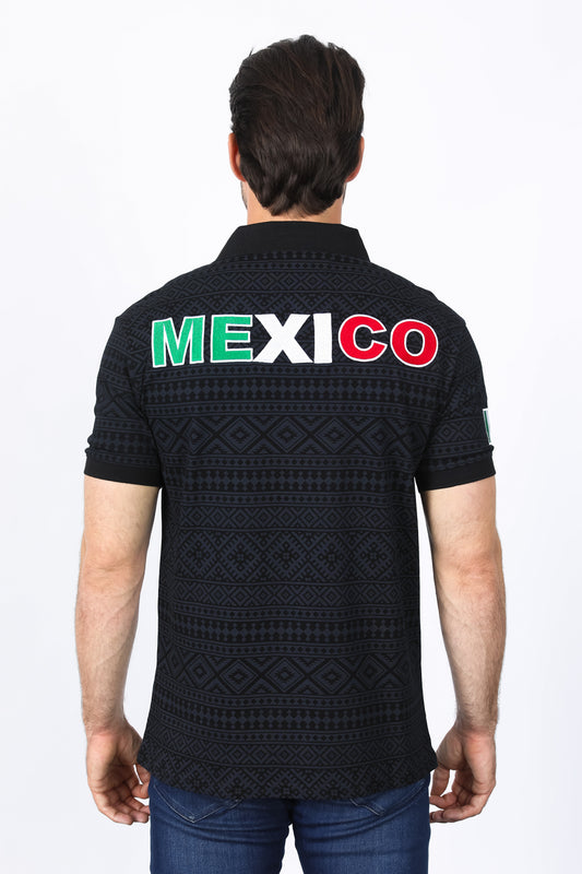 black mexico embroidery aztec polo detail platini