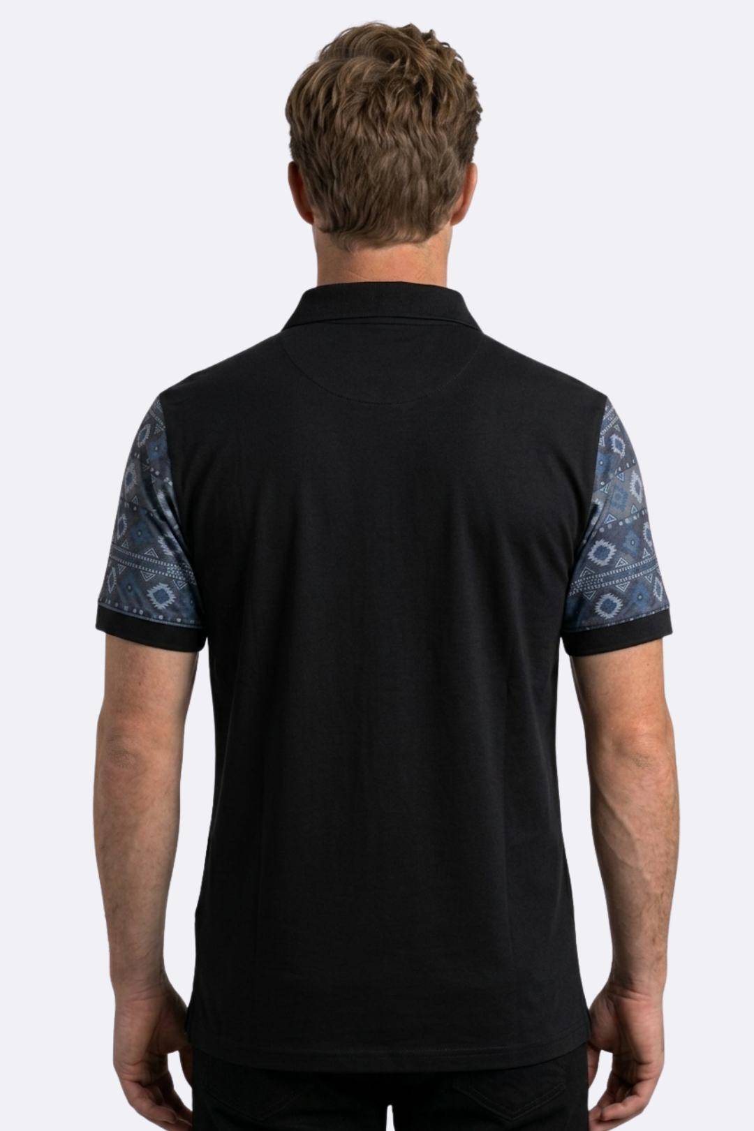 black mexico tribal sleeve polo men platini back