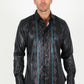 Mens Modern Fit Stretch Aztec Foiled Shirt - Black