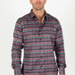 Mens Modern Fit Stretch Aztec Foiled Shirt - Black