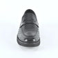 Black leather penny loafers for men front