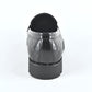 Black leather penny loafers for men back