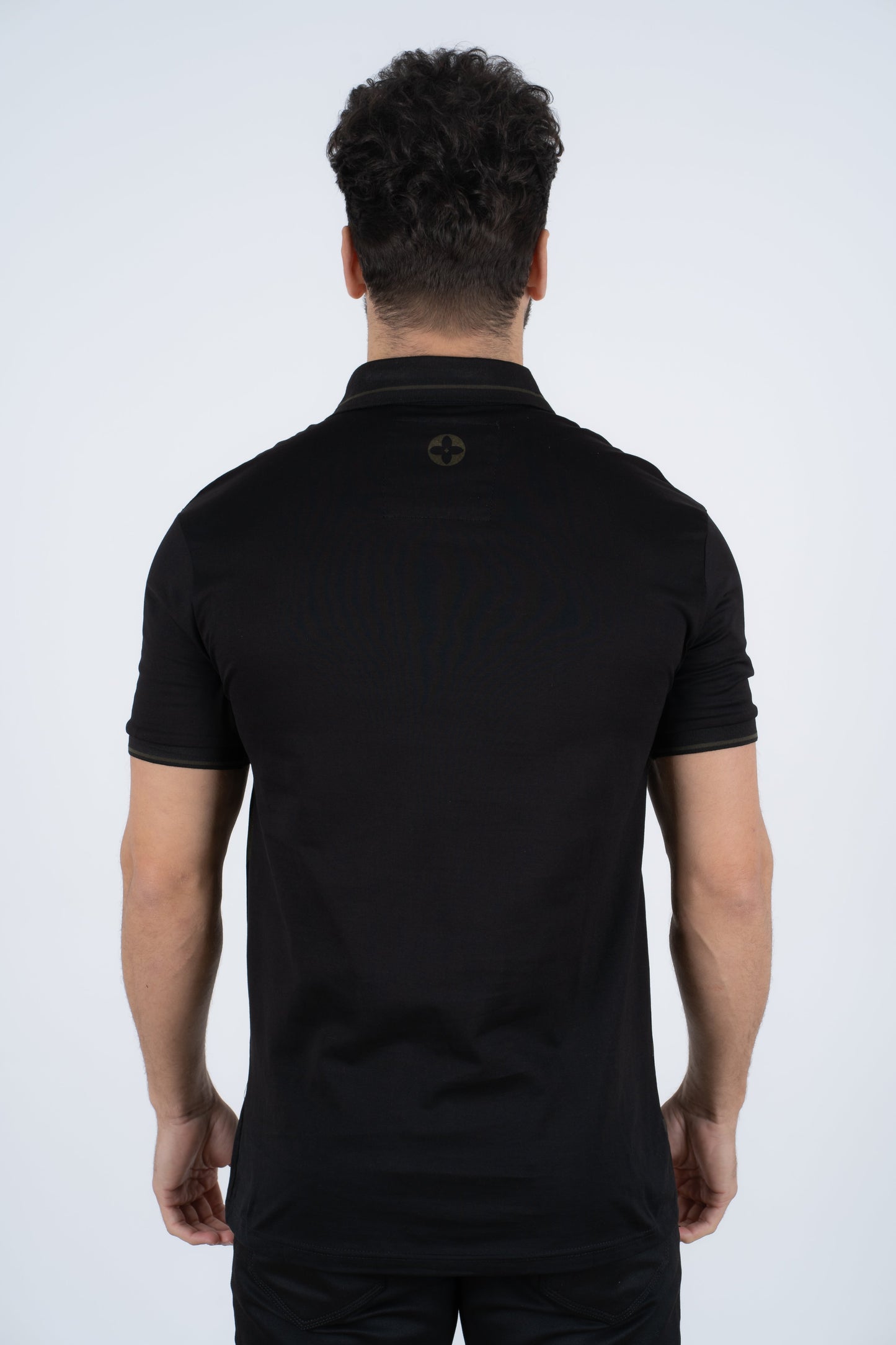 black olive print polo detail platini