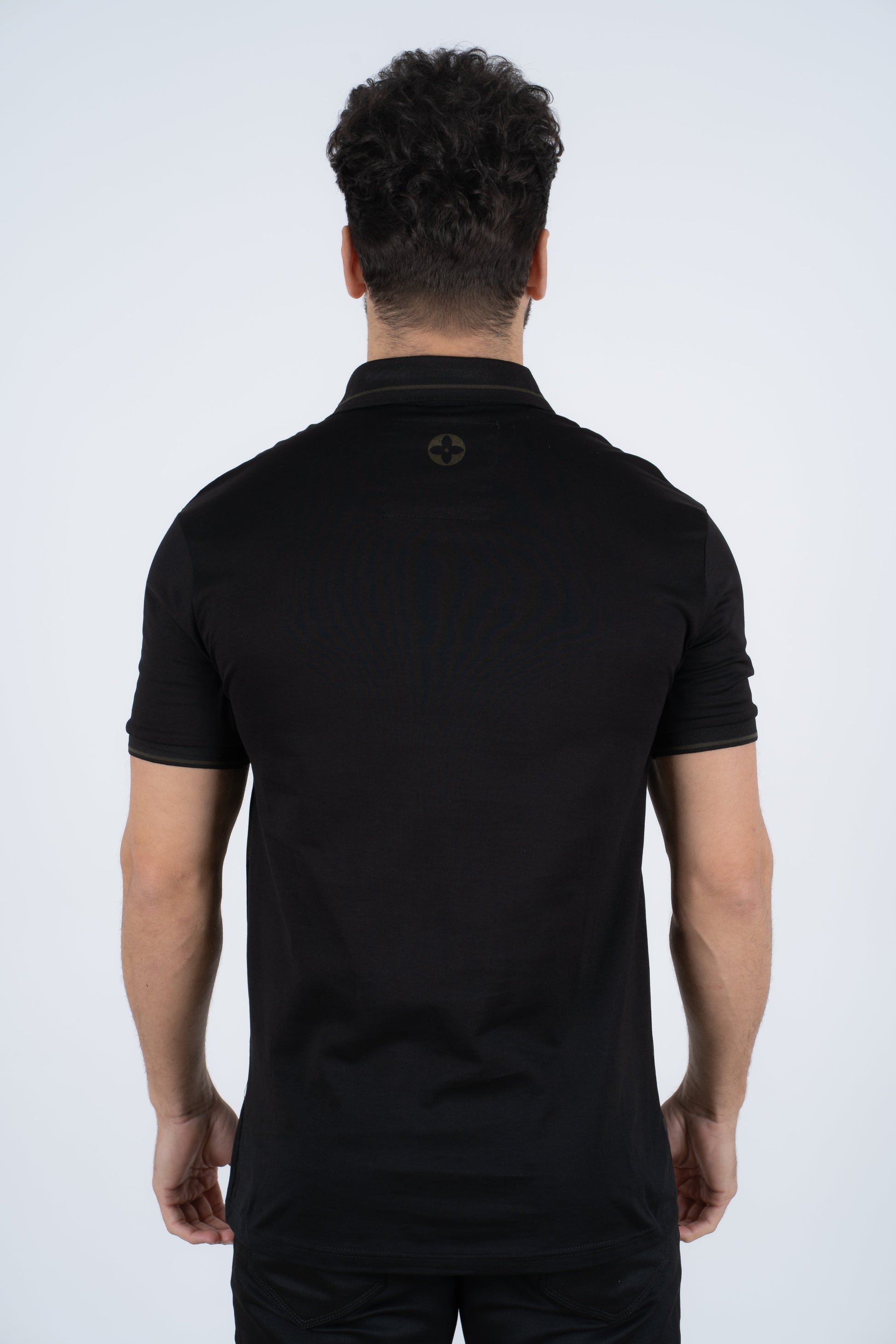 black olive print polo detail platini