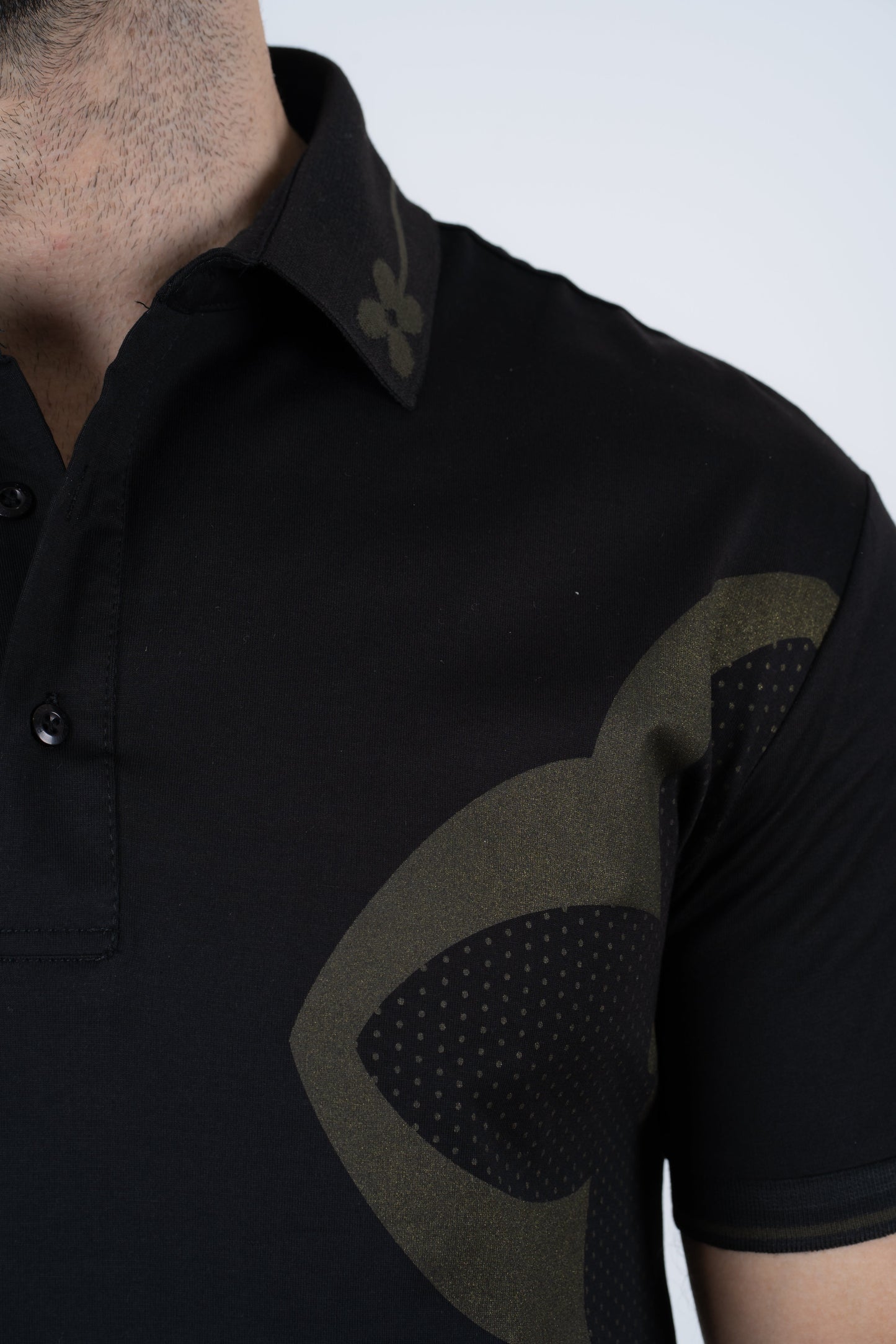 black olive print polo back platini