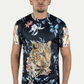 black rhinestone tropical floral tee front platini