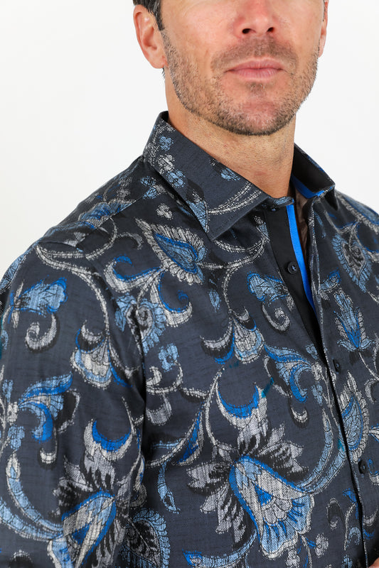 floral print satin shirt platini detail