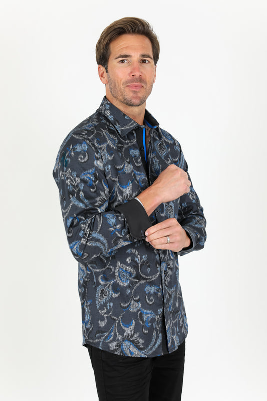 floral print satin shirt platini side