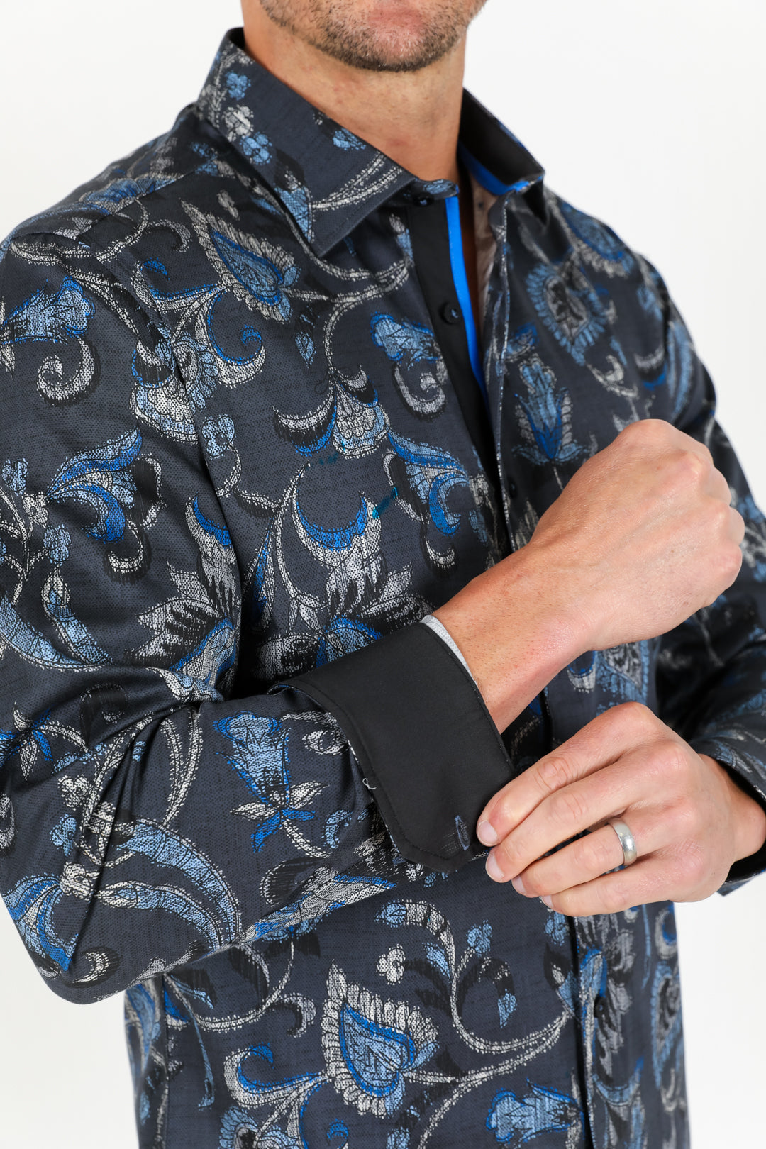 dress shirt print Floral Print Satin Shirt