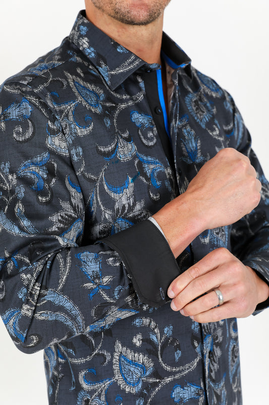 floral print satin shirt platini detail