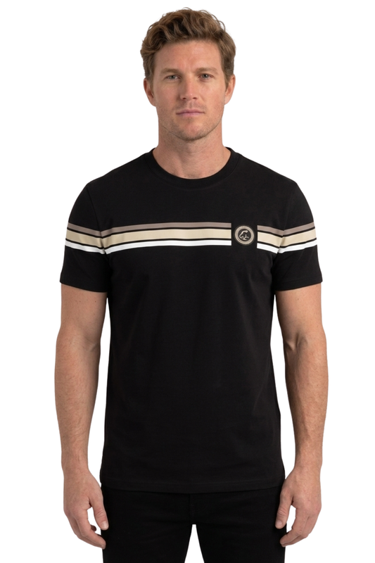 black signature stripe detail tee men platini front