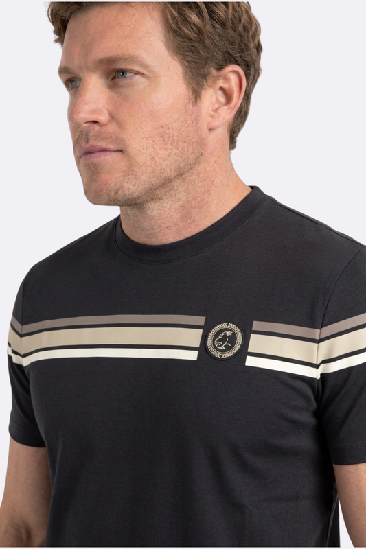 black signature stripe detail tee men platini side