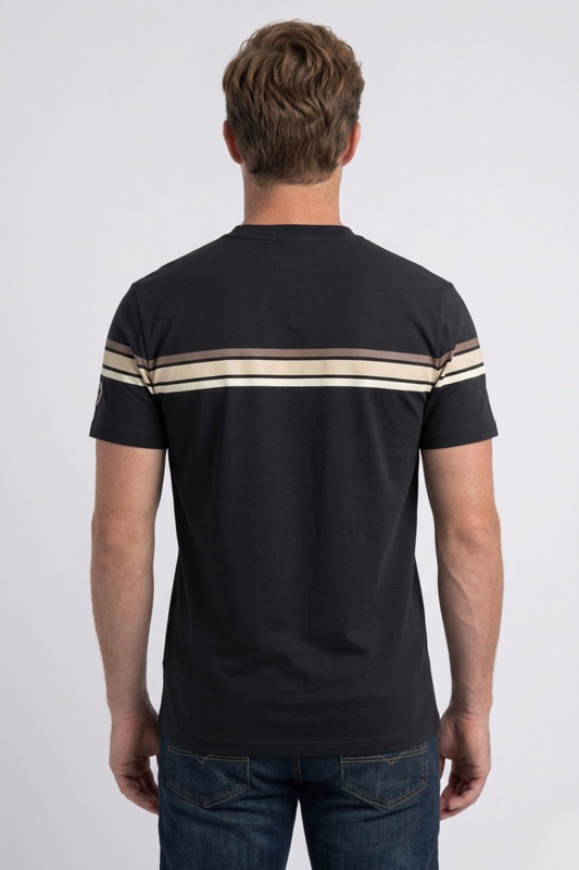 black signature stripe detail tee men platini back