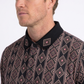 black vertical geo diamond print polo men platini side