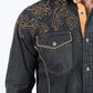 Mens Vintage Washed 2-tone Embroidery Modern Fit Stretch Shirt