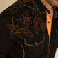 Mens Vintage Washed 2-tone Embroidery Modern Fit Stretch Shirt