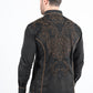 Mens Vintage Washed 2-tone Embroidery Modern Fit Stretch Shirt