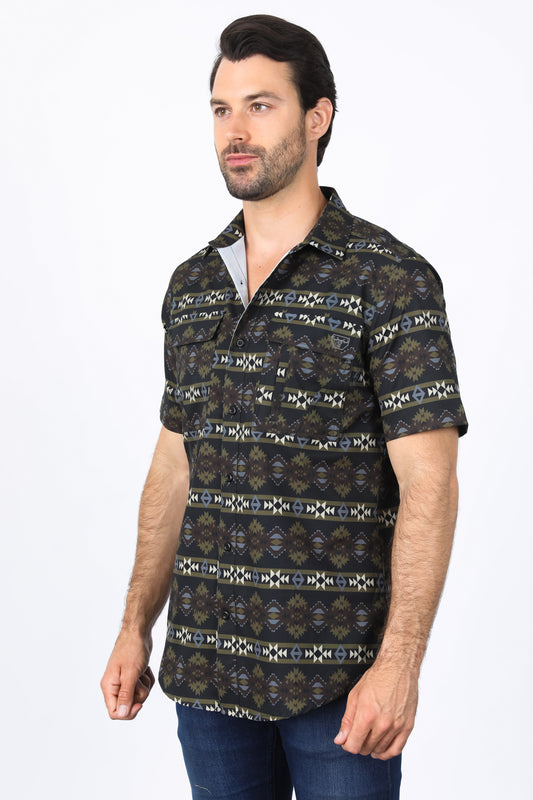 black western aztec performance shirt men platini close-up