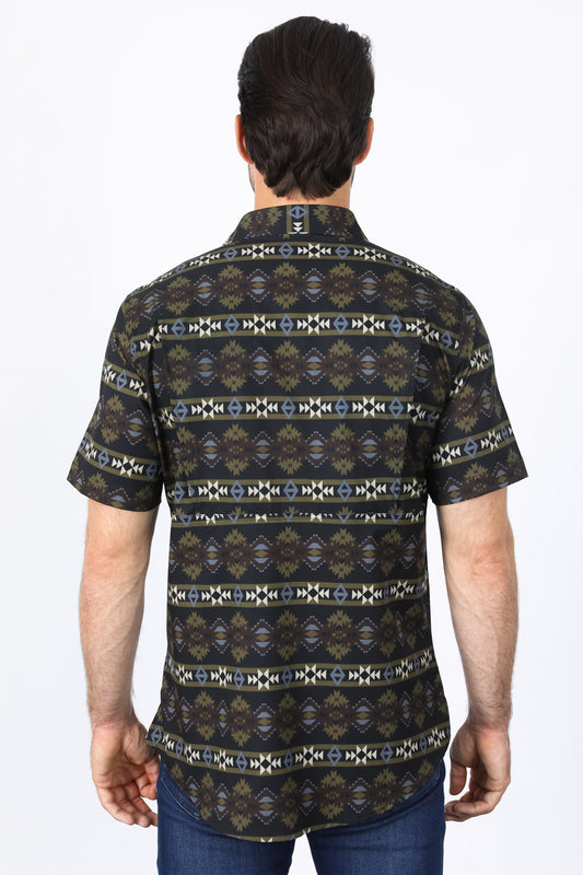 black western aztec performance shirt men platini side