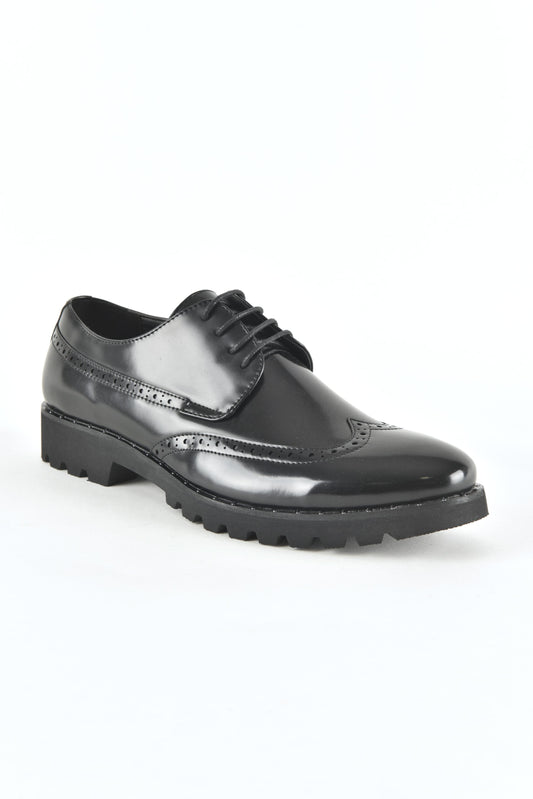 Black Wingtip Brogue Dress Shoes for Men side