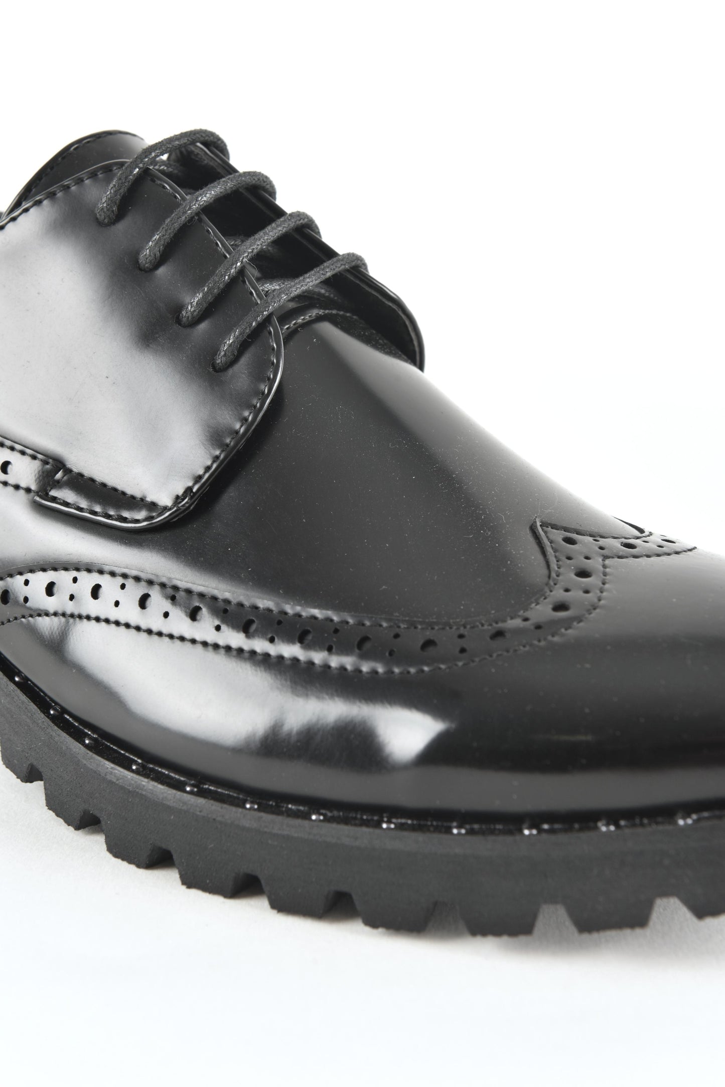 Black Wingtip Brogue Dress Shoes for Men close up