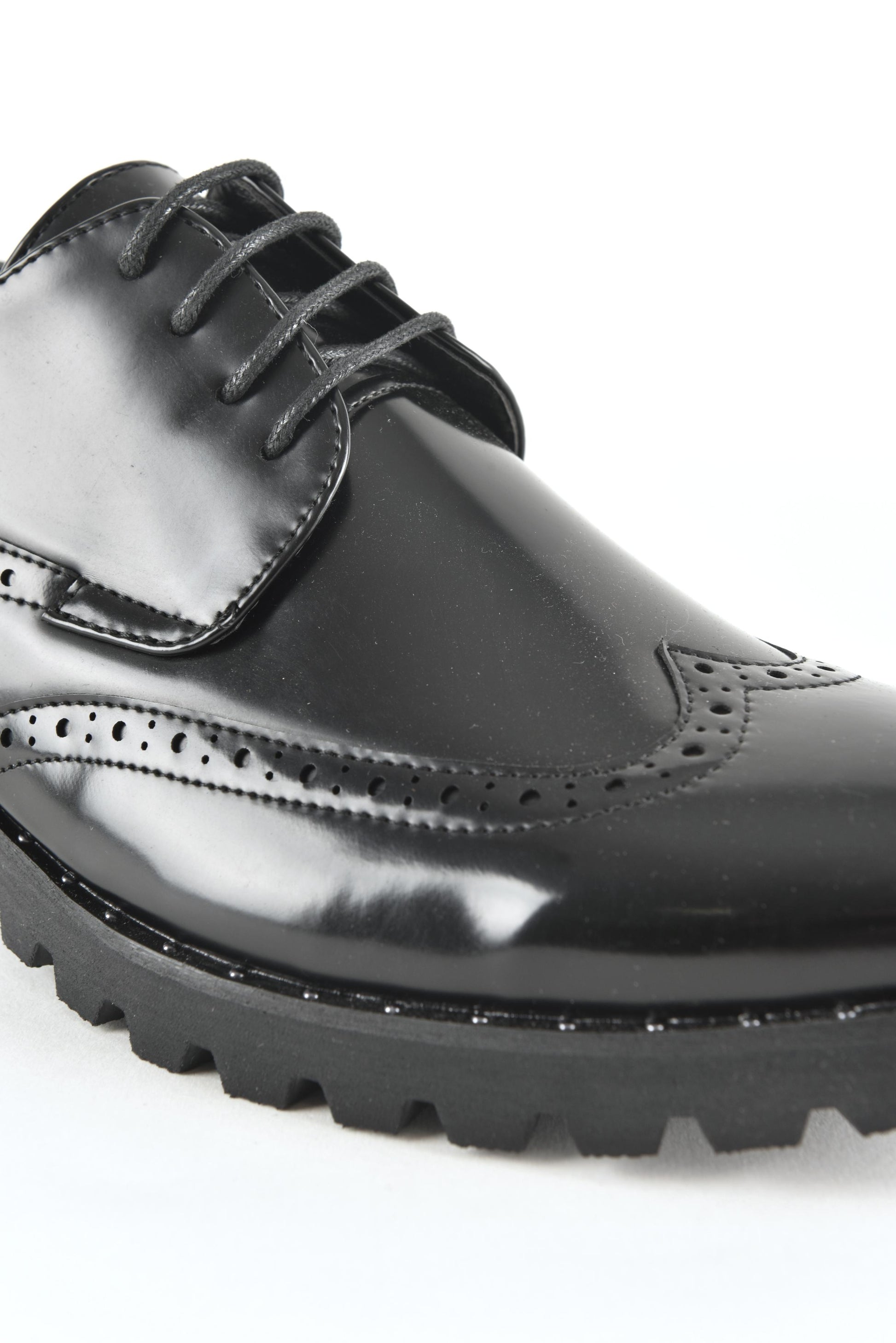 Black Wingtip Brogue Dress Shoes for Men close up