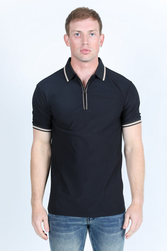 black zipper polo front platini