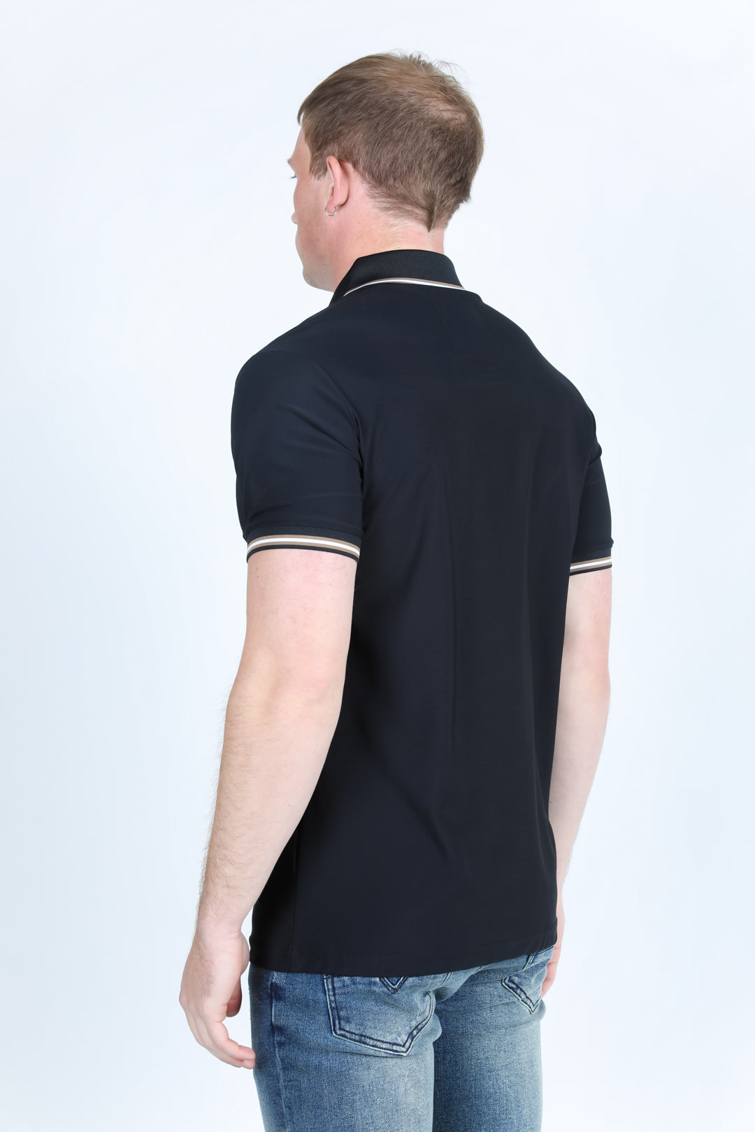 black zipper polo back platini