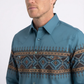 blue aztec band western shirt men platini back