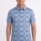 blue aztec geometric performance polo men platini front