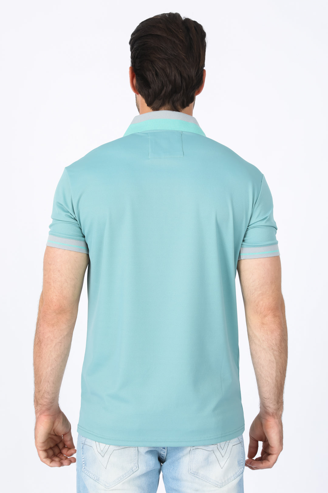 blue rhinestone logo polo back platini
