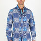 Satin Cotton/Spandex Long Sleeve Shirt - Blue