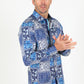 Satin Cotton/Spandex Long Sleeve Shirt - Blue