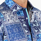 Satin Cotton/Spandex Long Sleeve Shirt - Blue