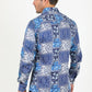 Satin Cotton/Spandex Long Sleeve Shirt - Blue