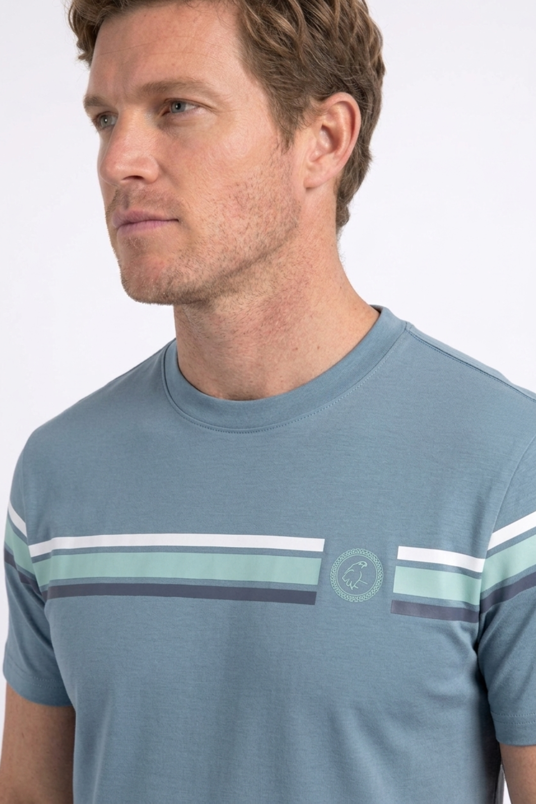 blue signature stripe detail tee men platini side