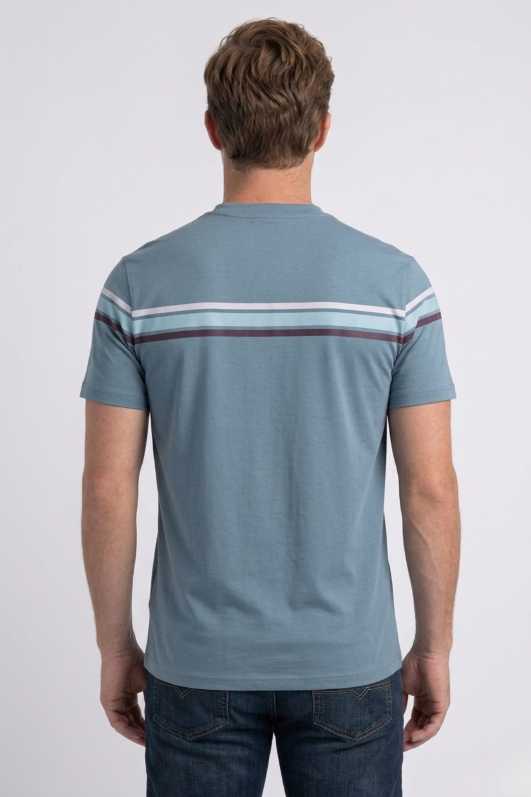 blue signature stripe detail tee men platini back