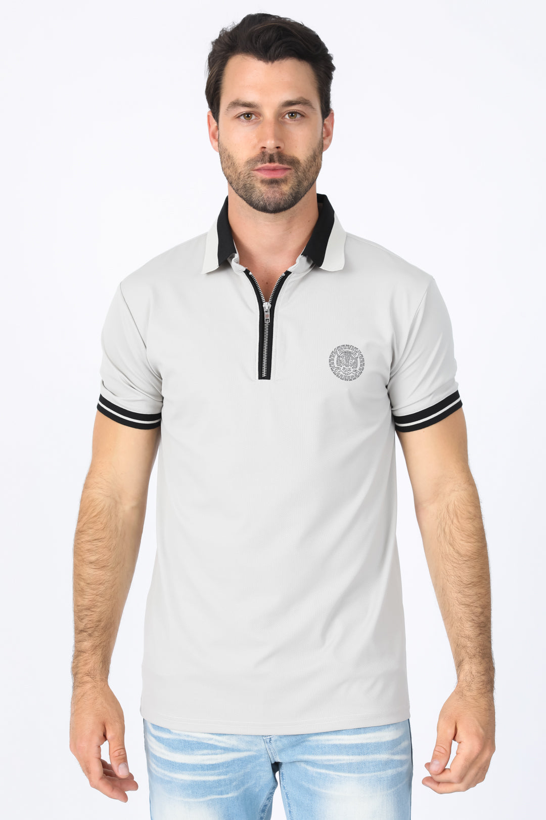 bone zipper polo front platini