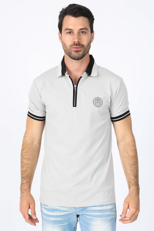 bone zipper polo front platini